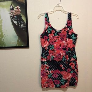 Spring mini Peplum floral dress